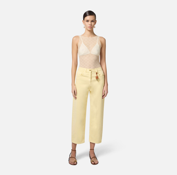 Elisabetta Franchi Jean En Coton Teint Avec Breloque à Logo