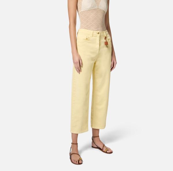 Elisabetta Franchi Jean En Coton Teint Avec Breloque à Logo