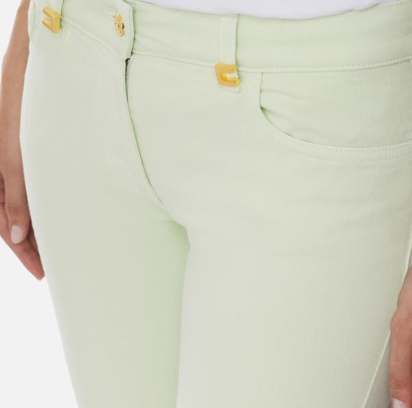 Elisabetta Franchi Jean En Coton Teint Avec Détails Logo