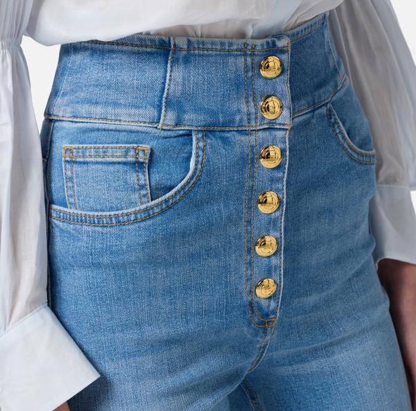 Elisabetta Franchi Jean Taille Haute Avec Boutons Logo