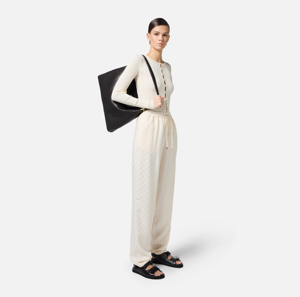 Elisabetta Franchi Jogger En Satin Avec Losange Jacquard