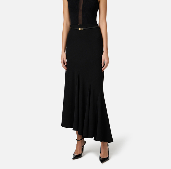 Elisabetta Franchi Jupe Asymétrique En Crêpe Léger Avec Ceinture