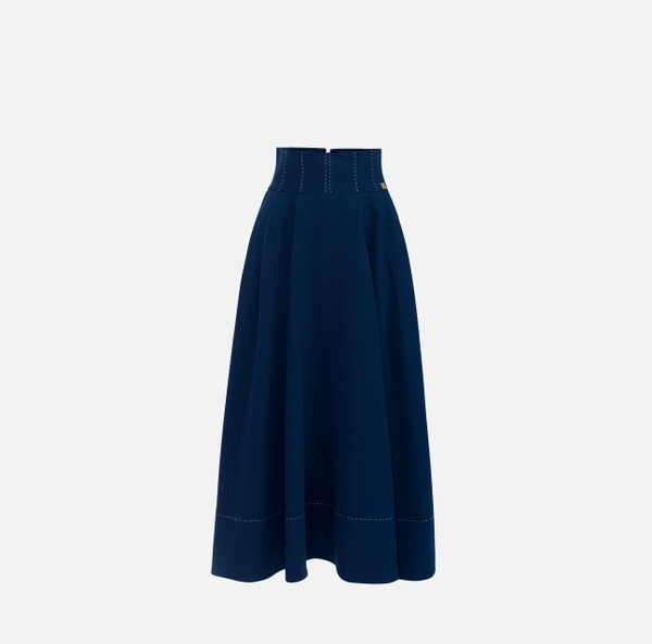 elisabetta franchi Jupe corolle en crêpe avec surpiqûres contrastées