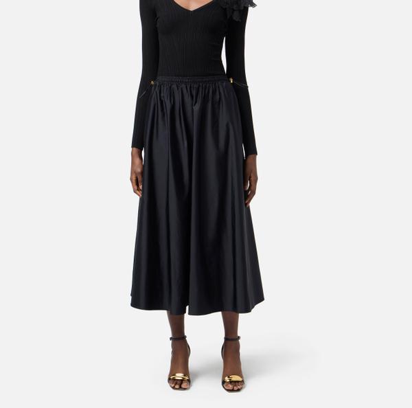 Elisabetta Franchi Jupe Corolle En Voile Technique Avec Coulisse