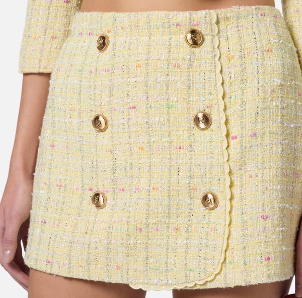 Elisabetta Franchi Jupe En Bouclé Lurex Avec Boutons Logotés