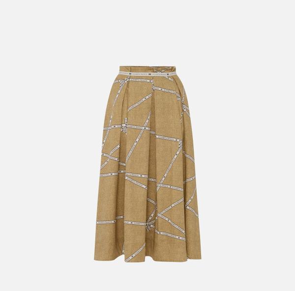 elisabetta franchi Jupe en coton avec imprimé raphia et ruban