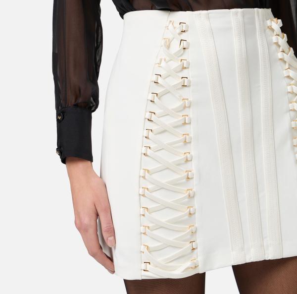 Elisabetta Franchi Jupe En Crêpe Stretch Avec Lacets Croisés