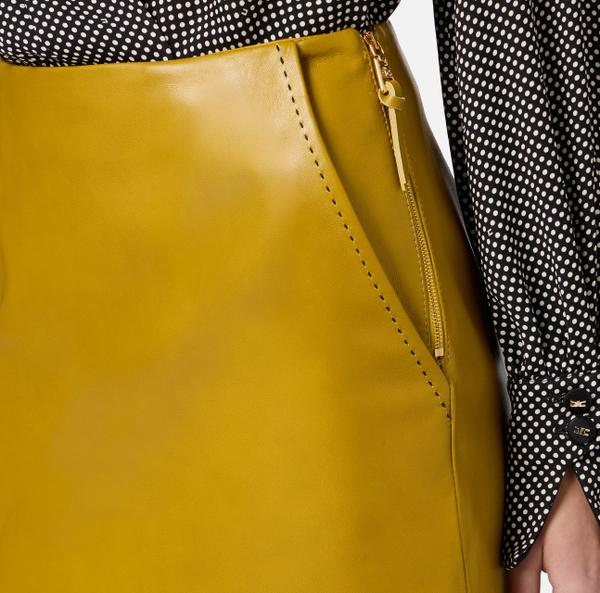 Elisabetta Franchi Jupe En Cuir Avec Surpiqûres Contrastées