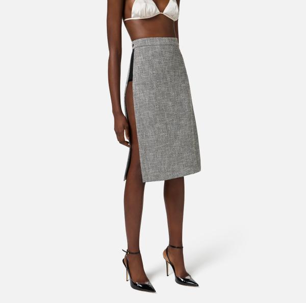 Elisabetta Franchi Jupe En Diamond Tweed Avec Panneaux