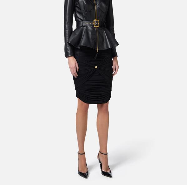 Elisabetta Franchi Jupe En Organdi Stretch Avec Détail Bijou