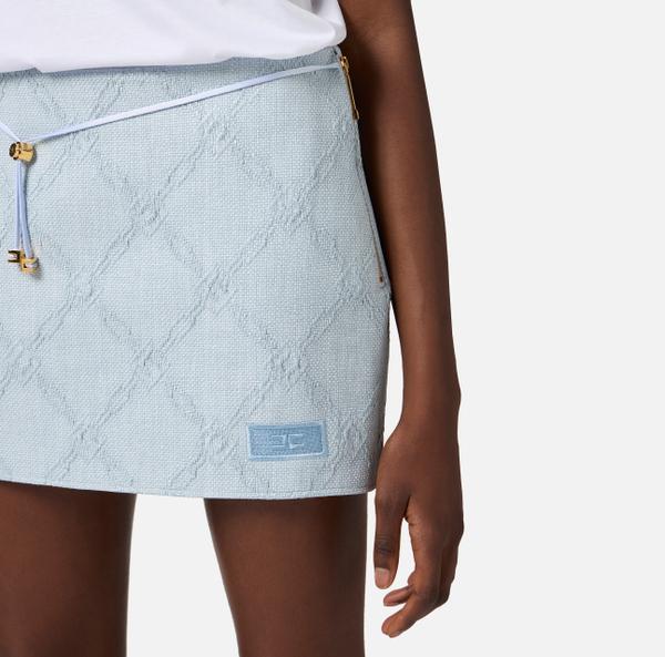 Elisabetta Franchi Jupe En Raphia à Losanges Avec Ceinture