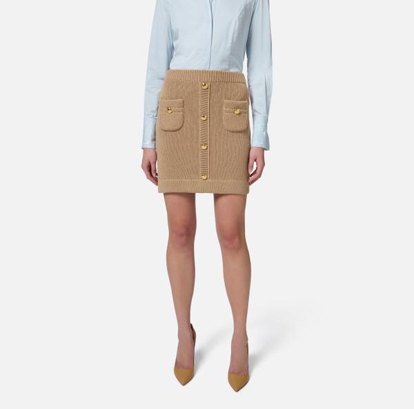 Elisabetta Franchi Jupe En Tricot Avec Poches Et Boutons Logotés