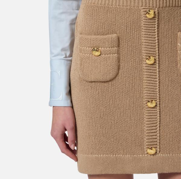Elisabetta Franchi Jupe En Tricot Avec Poches Et Boutons Logotés