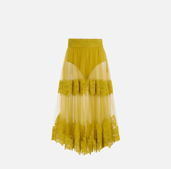 elisabetta franchi Jupe en tulle avec décorations en dentelle