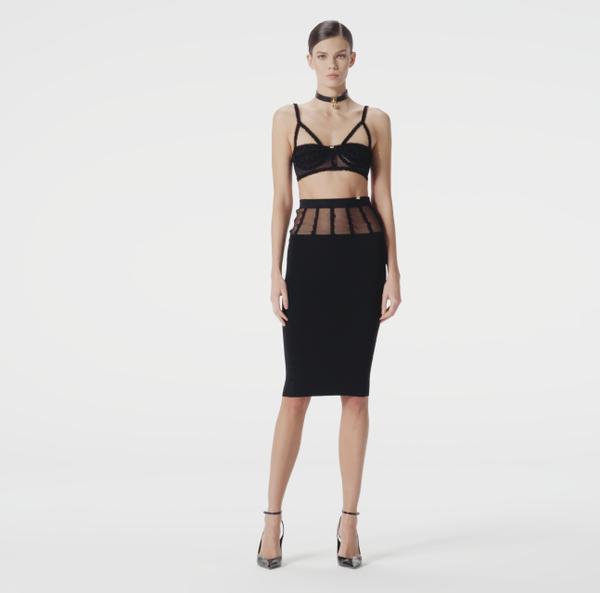 Elisabetta Franchi Jupe En Viscose Avec Coupes De Corset