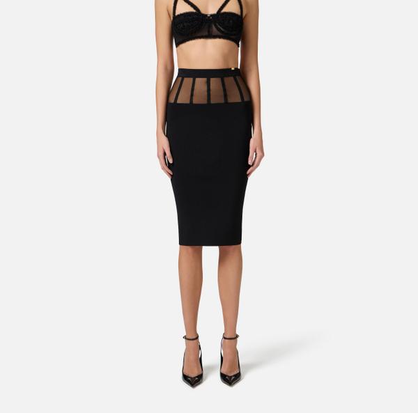 Elisabetta Franchi Jupe En Viscose Avec Coupes De Corset