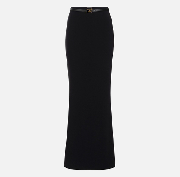 elisabetta franchi Jupe longue en crêpe léger avec ceinture
