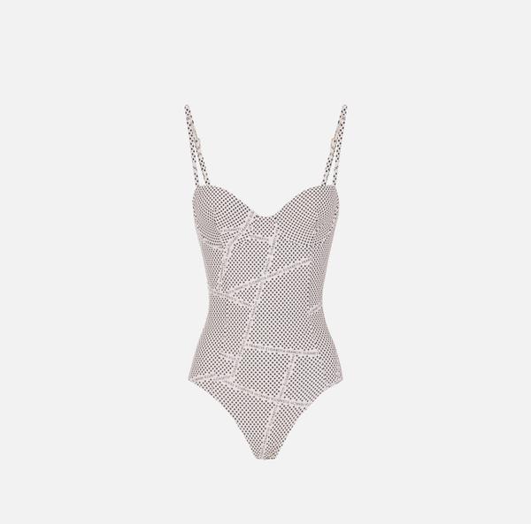 elisabetta franchi Maillot de bain avec imprimé pois et rubans