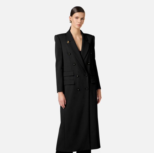 Elisabetta Franchi Manteau Long à Double Boutonnage En Laine