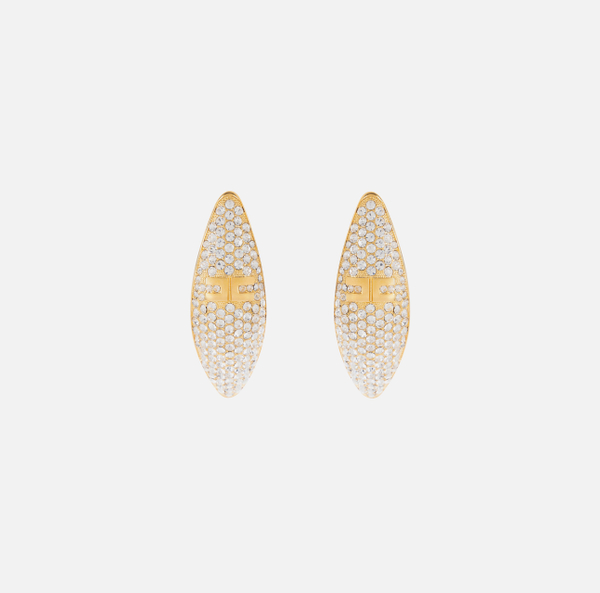 elisabetta franchi Micro-boucles d'oreilles en laiton avec strass et logo