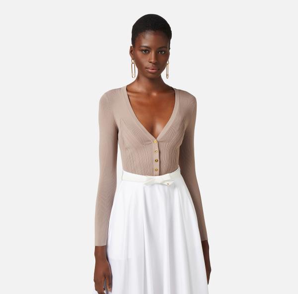 Elisabetta Franchi Micro Cardigan En Viscose Avec Cœur