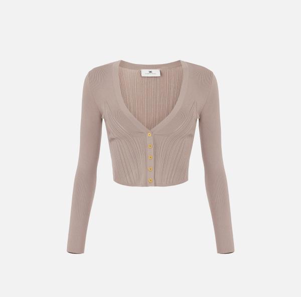 elisabetta franchi Micro cardigan en viscose avec cœur
