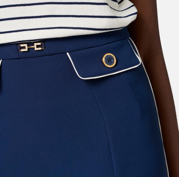 Elisabetta Franchi Mini-jupe En Crêpe Avec Piping Et Mors Bijou