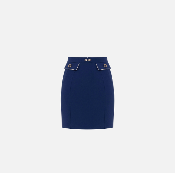 elisabetta franchi Mini-jupe en crêpe avec piping et mors bijou