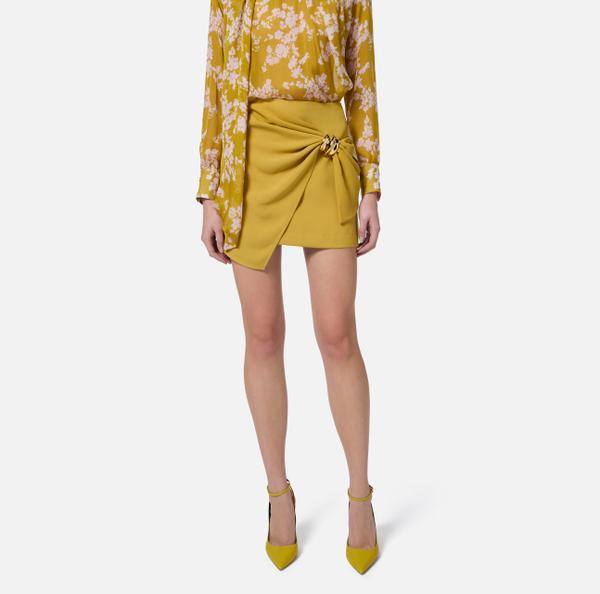 Elisabetta Franchi Mini-jupe En Crêpe Fluide Avec Macro Nœud