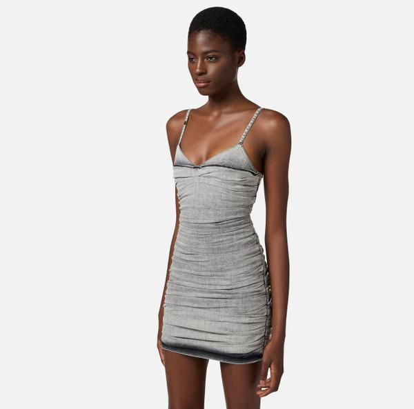 Elisabetta Franchi Mini-robe En Denim Avec Bretelles