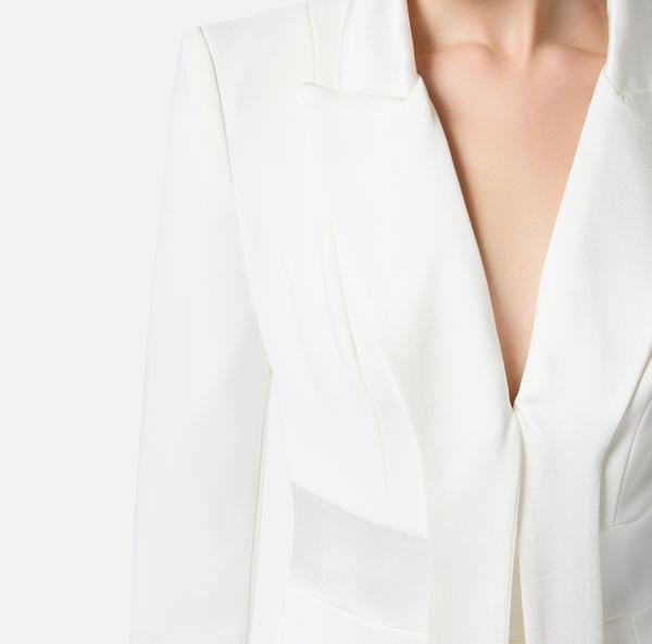 Elisabetta Franchi Mini-robe Smoking En Crêpe Avec Revers En Satin