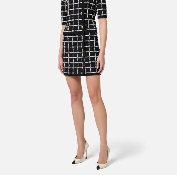 Elisabetta Franchi Minijupe En Jacquard à Logo Avec Boutons Dorés