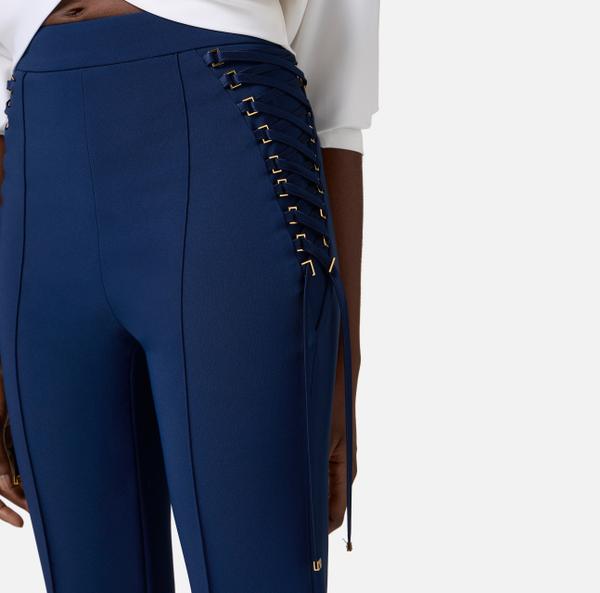 Elisabetta Franchi Pantalon à Patte D’éph En Crêpe Avec Lacets Croisés