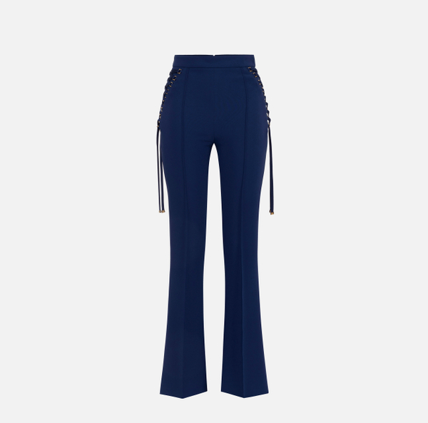 elisabetta franchi Pantalon à patte d’éph en crêpe avec lacets croisés