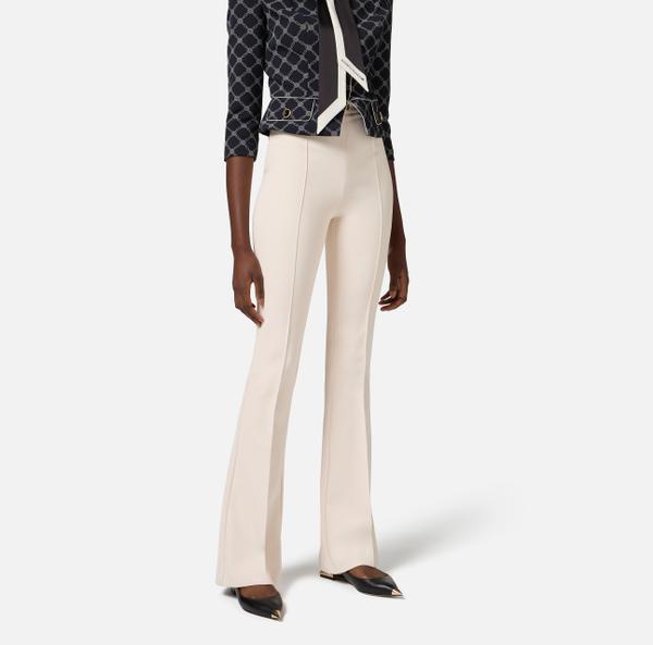 Elisabetta Franchi Pantalon à Patte D’éph En Crêpe Avec Plaque Logo
