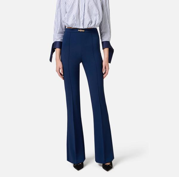 Elisabetta Franchi Pantalon à Patte D’éph En Double Crêpe Léger