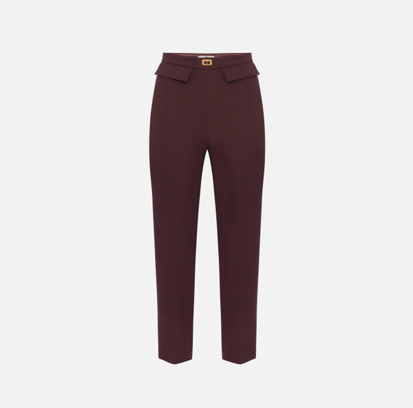 elisabetta franchi Pantalon ajusté en crêpe avec plaque logo