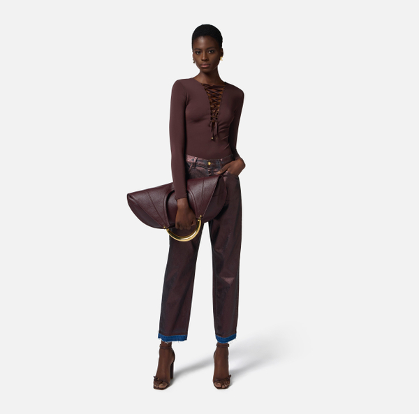 Elisabetta Franchi Pantalon Baggy En Denim De Coton Lamé