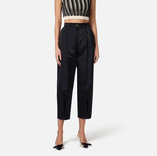 Elisabetta Franchi Pantalon Boyfriend En Voile Technique Avec Ceinture
