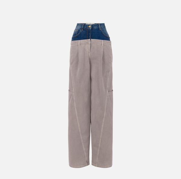 elisabetta franchi Pantalon cargo en coton avec basque en denim