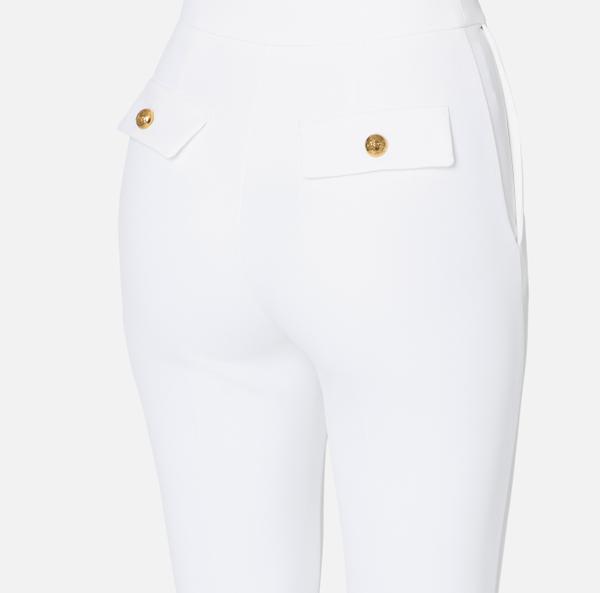 Elisabetta Franchi Pantalon Cropped En Crêpe Avec Plaque Logo