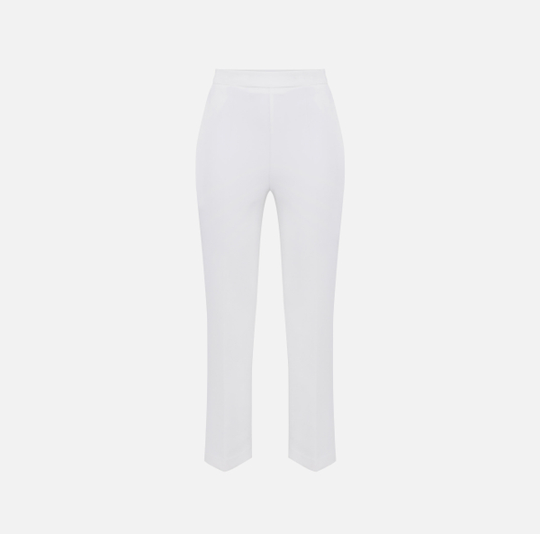 elisabetta franchi Pantalon cropped en crêpe avec plaque logo