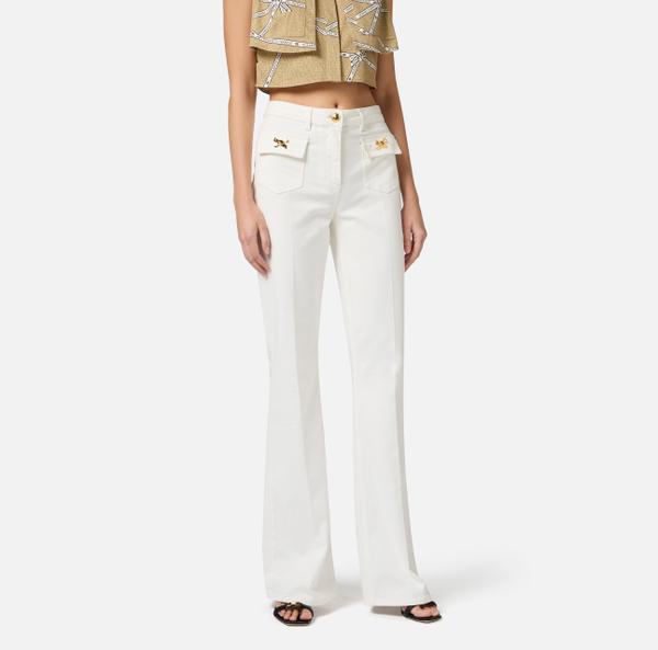 Elisabetta Franchi Pantalon En Coton Avec Nœuds Bijoux