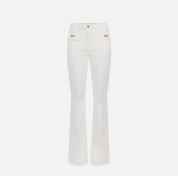 elisabetta franchi Pantalon en coton avec nœuds bijoux