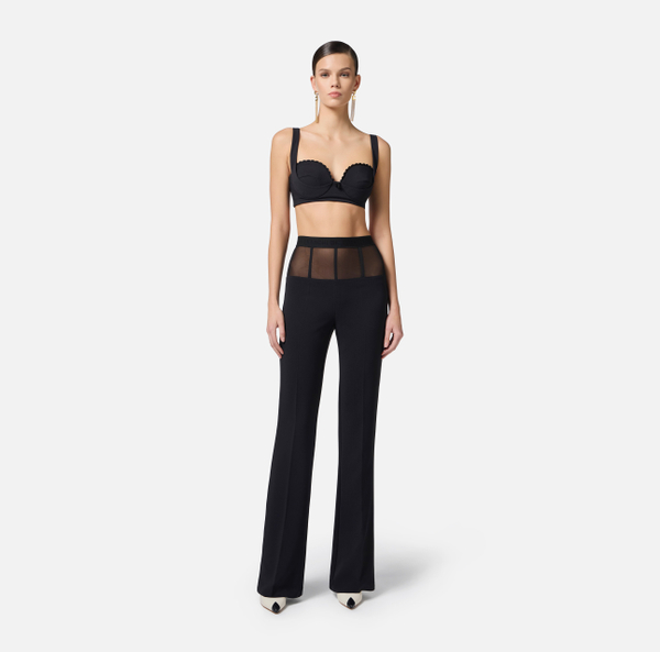 Elisabetta Franchi Pantalon En Crêpe Avec Basque En Tulle