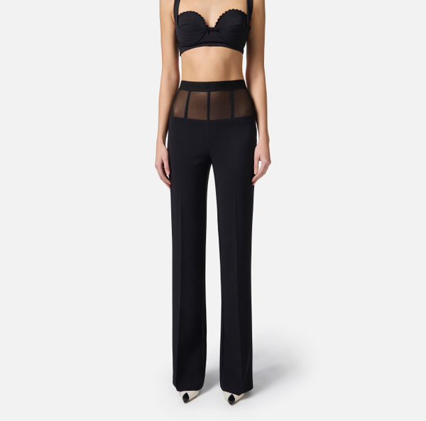 Elisabetta Franchi Pantalon En Crêpe Avec Basque En Tulle