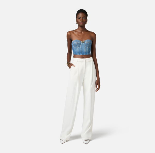Elisabetta Franchi Pantalon En Crêpe Avec Détails En Satin