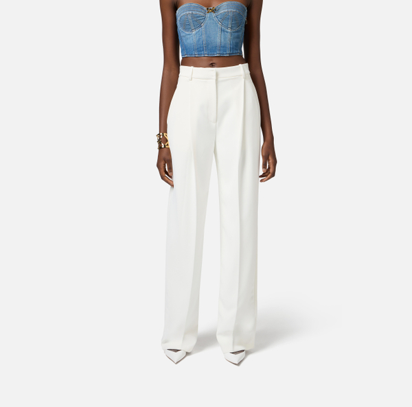 Elisabetta Franchi Pantalon En Crêpe Avec Détails En Satin