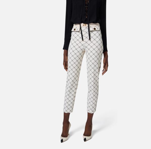 Elisabetta Franchi Pantalon En Crêpe Avec Imprimé Losanges