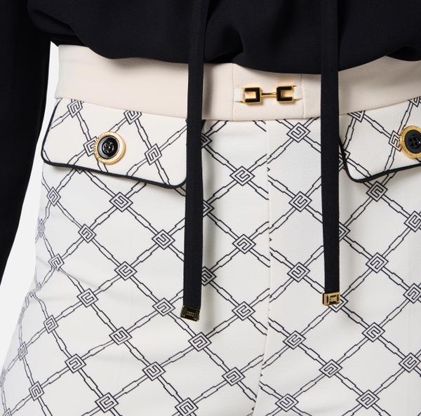 Elisabetta Franchi Pantalon En Crêpe Avec Imprimé Losanges